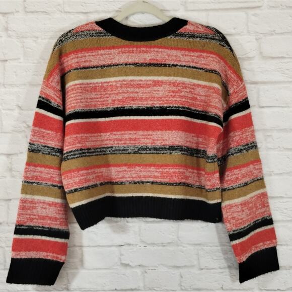 F BP Nordstrom Black Brown Stripe Button Down Cropped Cardigan Sweater NWT M - Picture 5 of 12